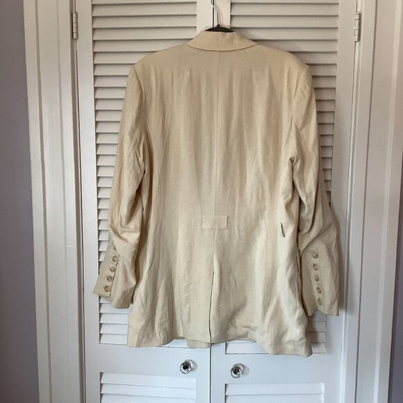 Free People oversized Olivia jacket blazer double-breasted cream large *no belt* - Picture 6 of 11